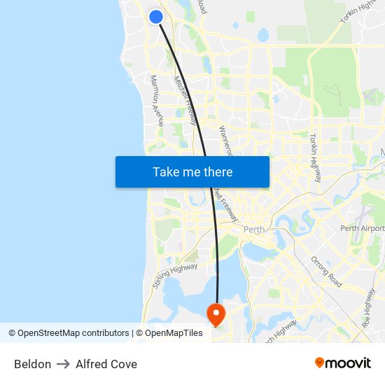 Beldon to Alfred Cove map