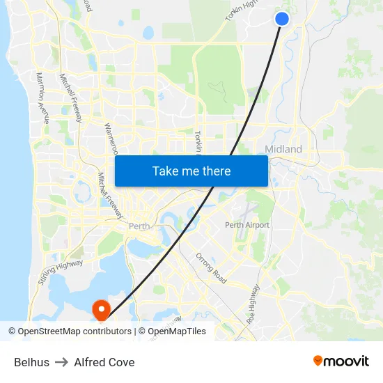 Belhus to Alfred Cove map