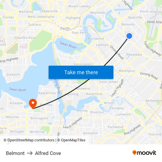 Belmont to Alfred Cove map