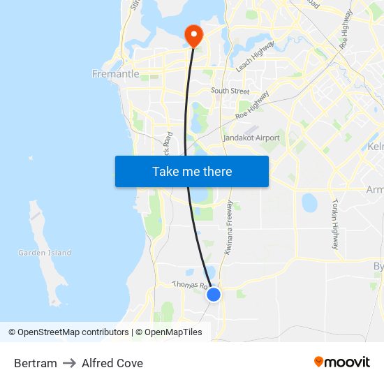 Bertram to Alfred Cove map