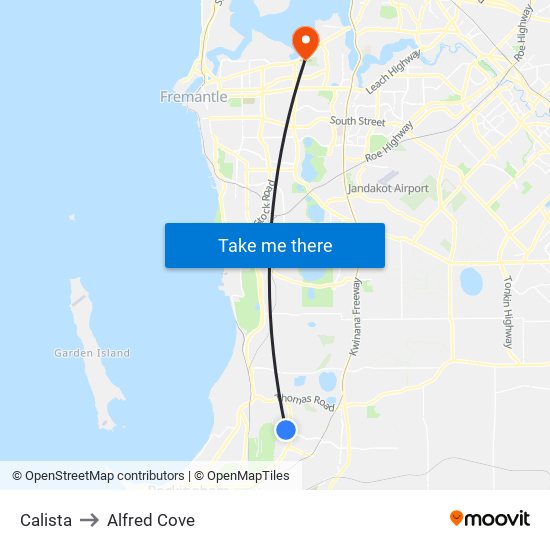 Calista to Alfred Cove map