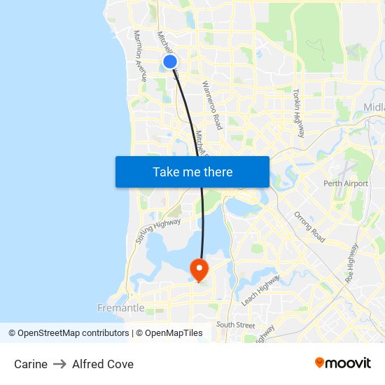 Carine to Alfred Cove map