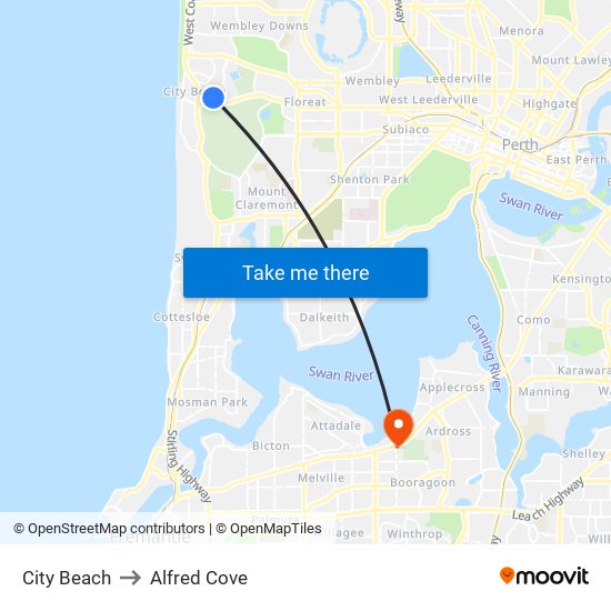 City Beach to Alfred Cove map