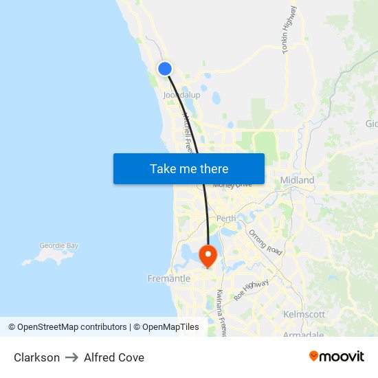 Clarkson to Alfred Cove map