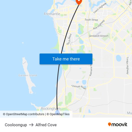 Cooloongup to Alfred Cove map