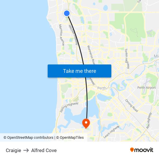 Craigie to Alfred Cove map
