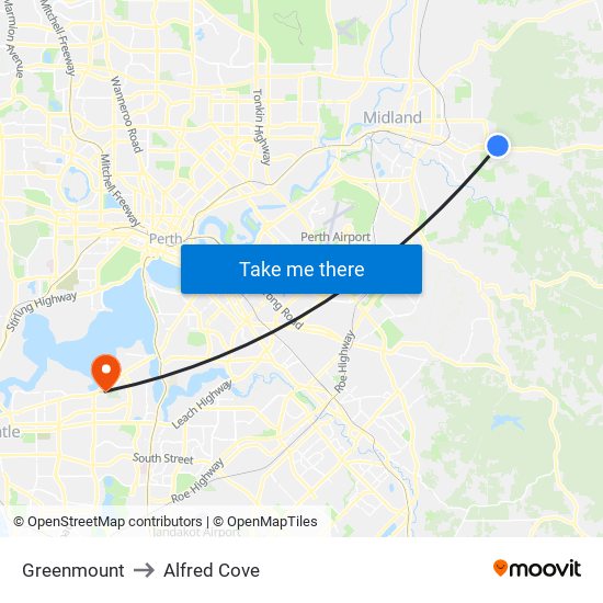 Greenmount to Alfred Cove map