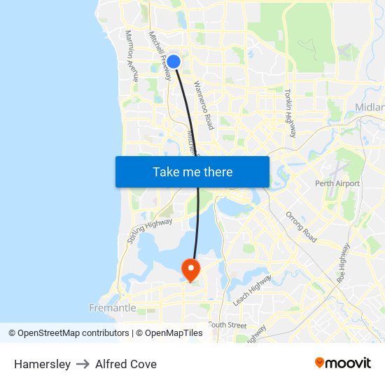 Hamersley to Alfred Cove map