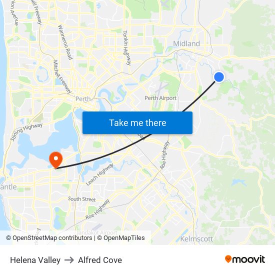 Helena Valley to Alfred Cove map