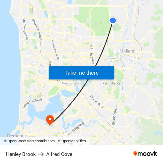 Henley Brook to Alfred Cove map