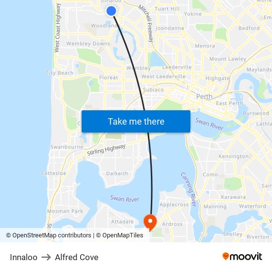 Innaloo to Alfred Cove map