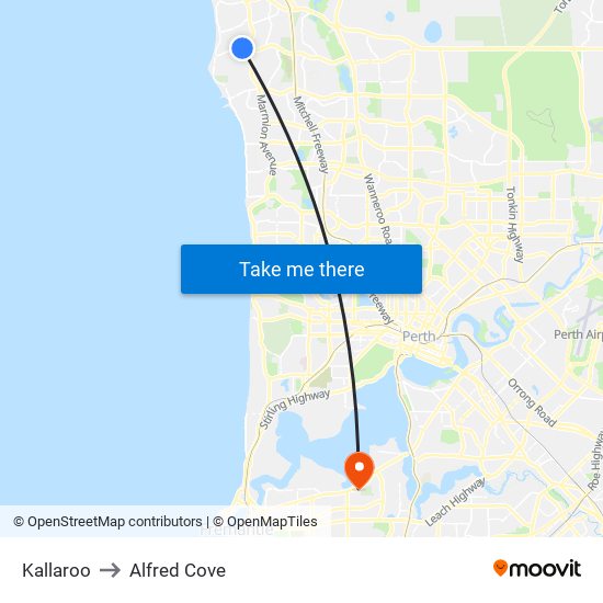 Kallaroo to Alfred Cove map