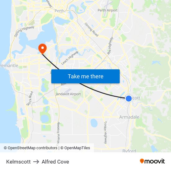 Kelmscott to Alfred Cove map