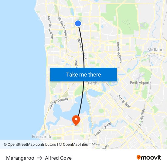 Marangaroo to Alfred Cove map