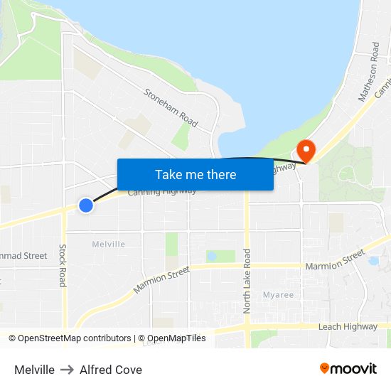 Melville to Alfred Cove map