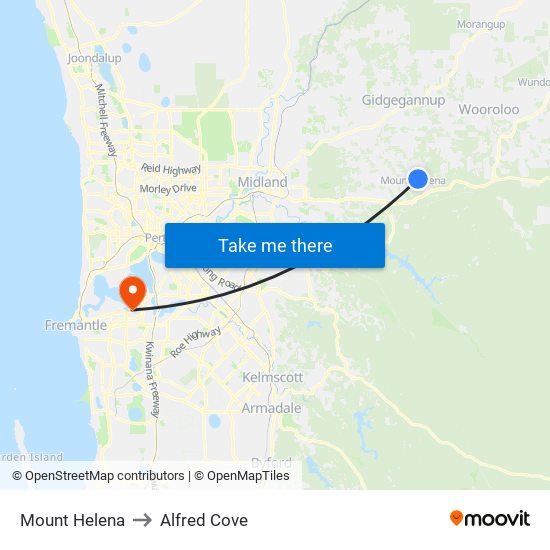 Mount Helena to Alfred Cove map