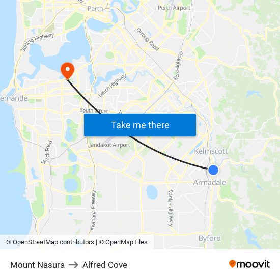 Mount Nasura to Alfred Cove map