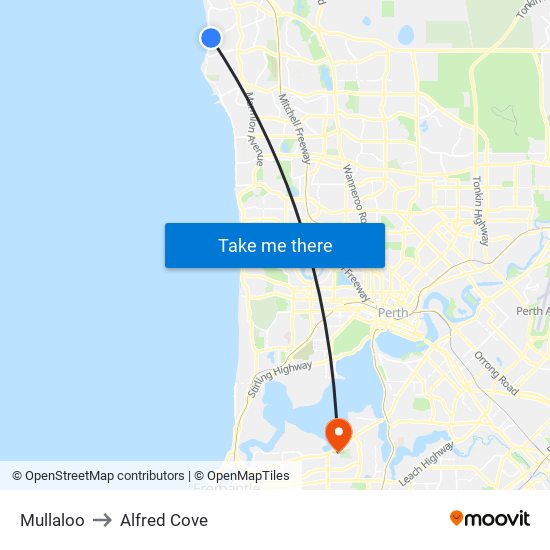 Mullaloo to Alfred Cove map