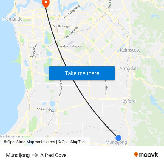 Mundijong to Alfred Cove map