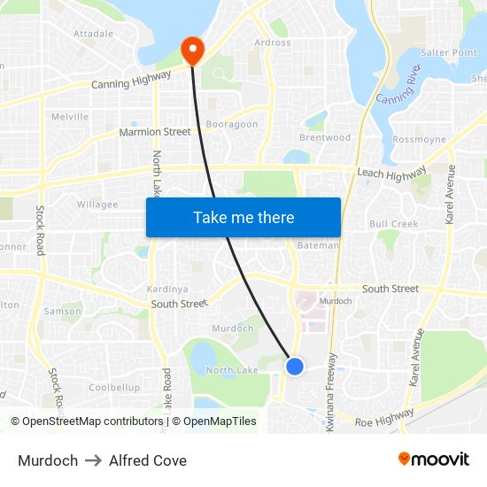Murdoch to Alfred Cove map