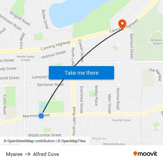 Myaree to Alfred Cove map