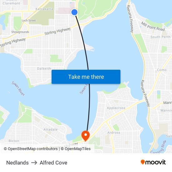 Nedlands to Alfred Cove map