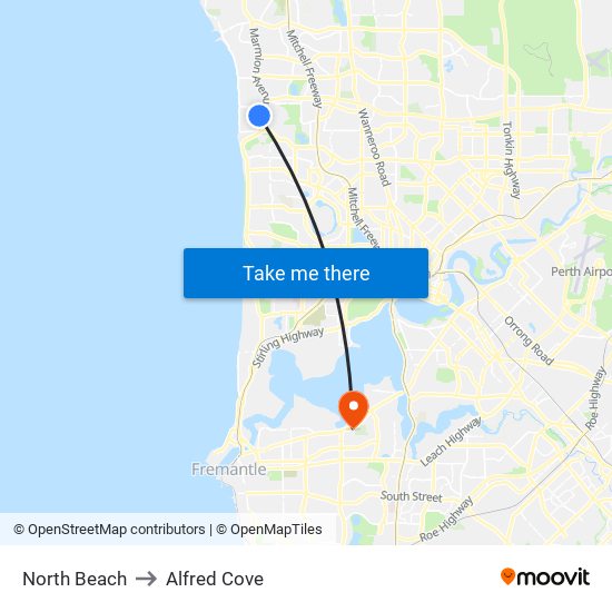 North Beach to Alfred Cove map