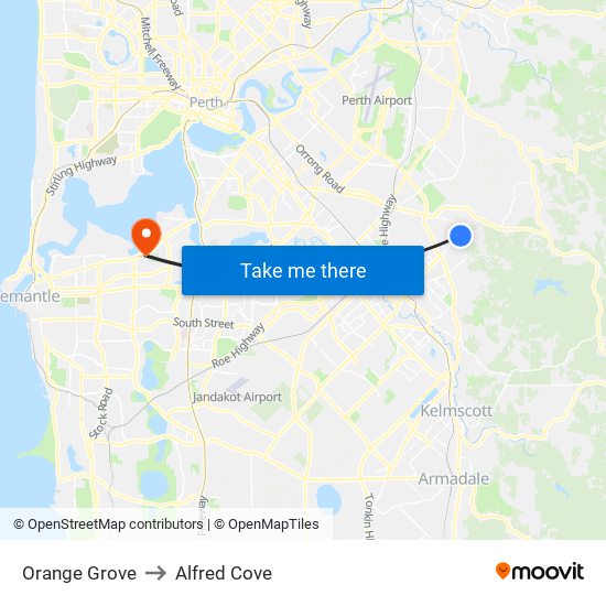 Orange Grove to Alfred Cove map