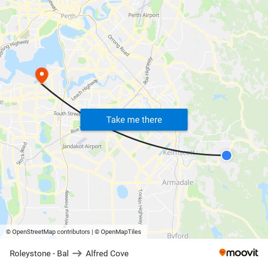 Roleystone - Bal to Alfred Cove map