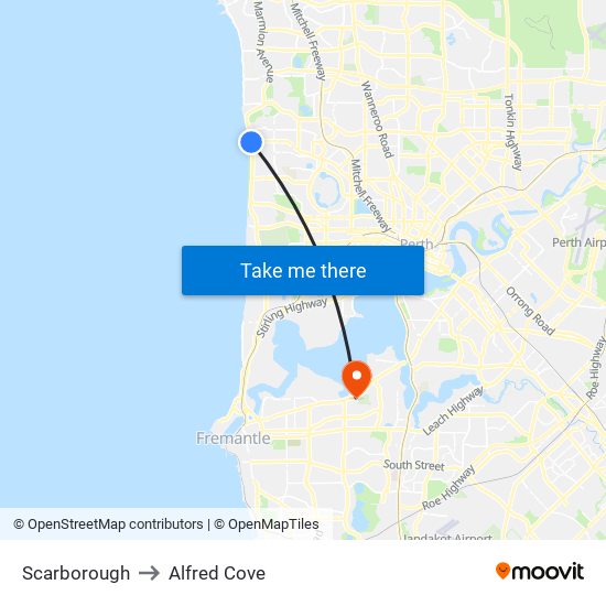 Scarborough to Alfred Cove map