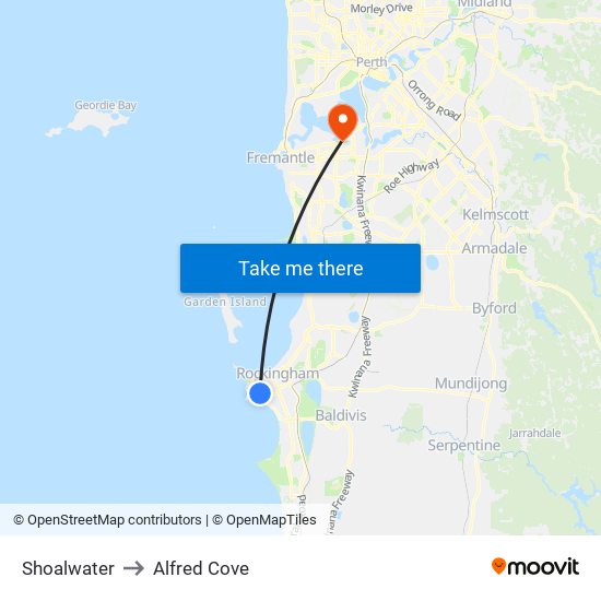 Shoalwater to Alfred Cove map