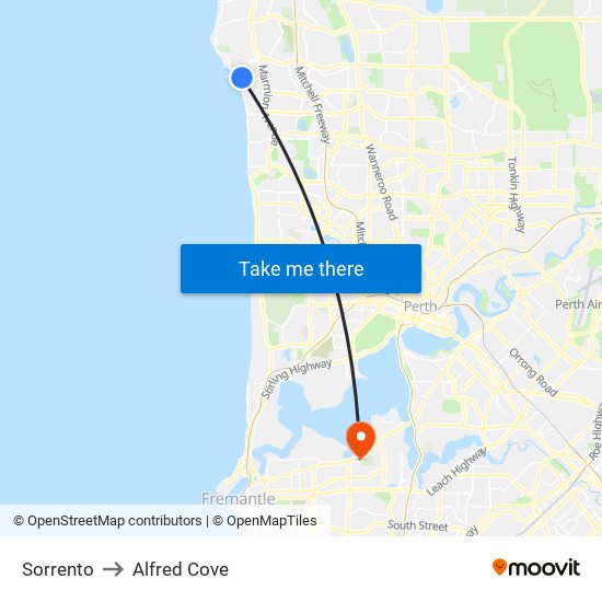 Sorrento to Alfred Cove map