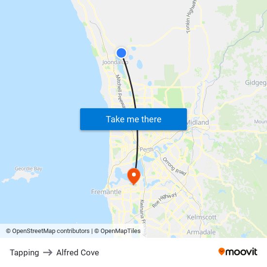 Tapping to Alfred Cove map