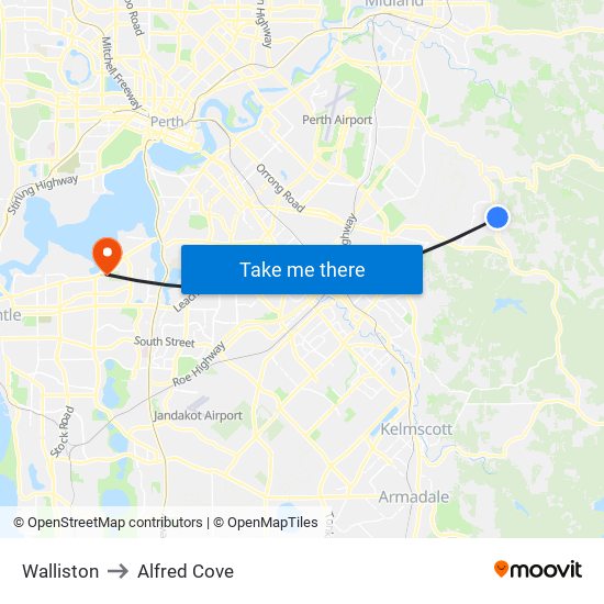 Walliston to Alfred Cove map