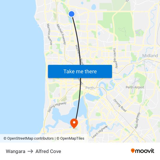 Wangara to Alfred Cove map