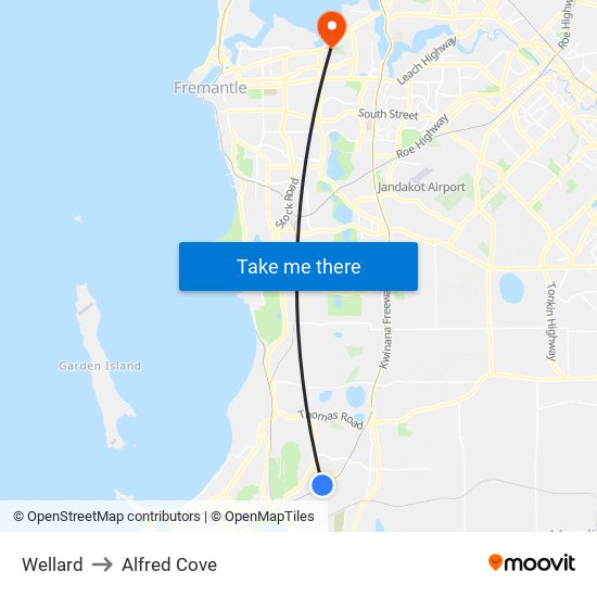 Wellard to Alfred Cove map