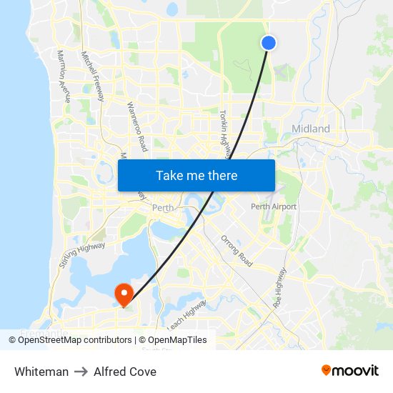 Whiteman to Alfred Cove map