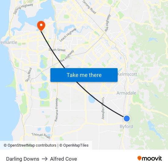 Darling Downs to Alfred Cove map