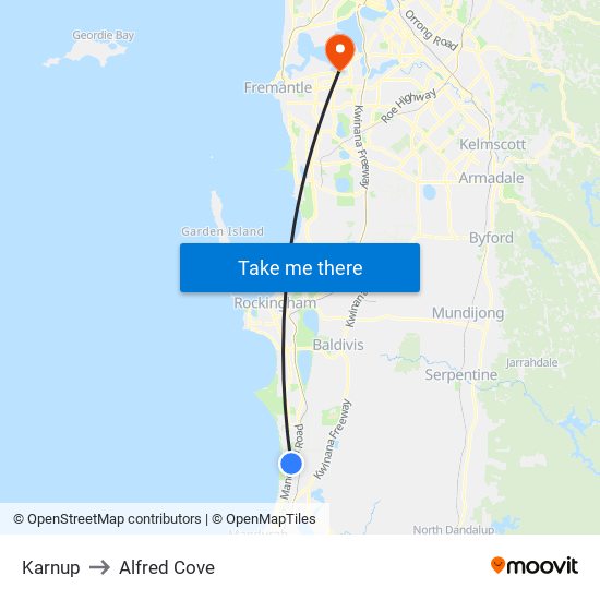 Karnup to Alfred Cove map
