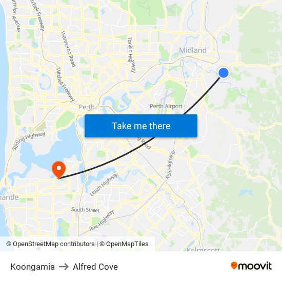 Koongamia to Alfred Cove map