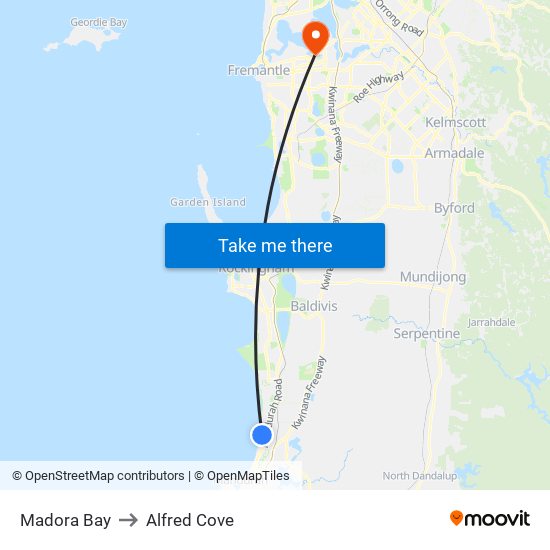 Madora Bay to Alfred Cove map