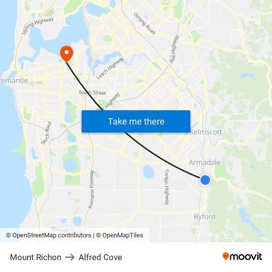 Mount Richon to Alfred Cove map