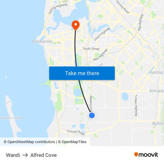 Wandi to Alfred Cove map