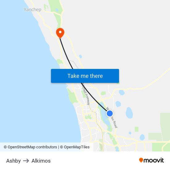 Ashby to Alkimos map