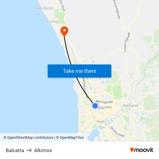 Balcatta to Alkimos map