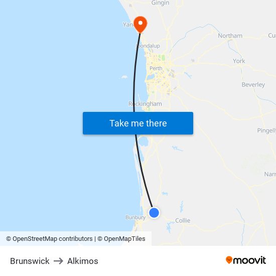 Brunswick to Alkimos map