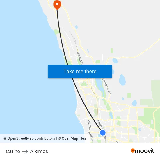 Carine to Alkimos map