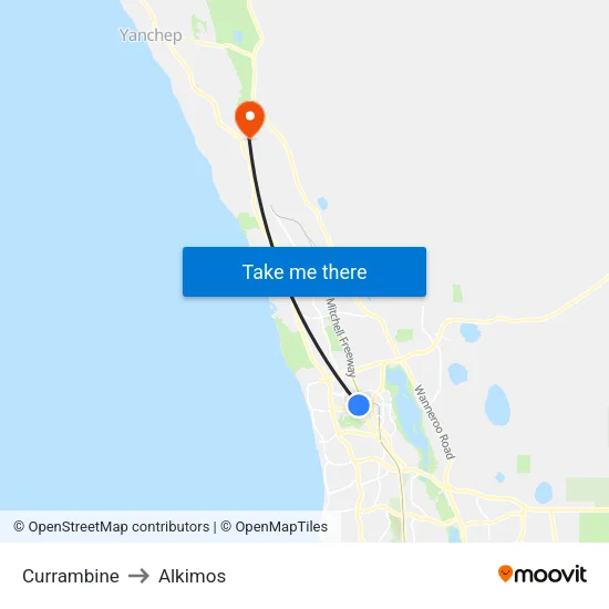 Currambine to Alkimos map