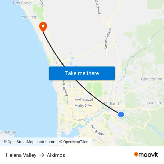 Helena Valley to Alkimos map