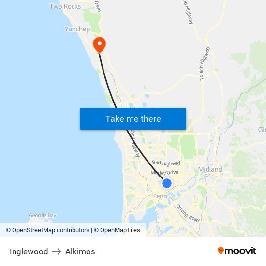 Inglewood to Alkimos map